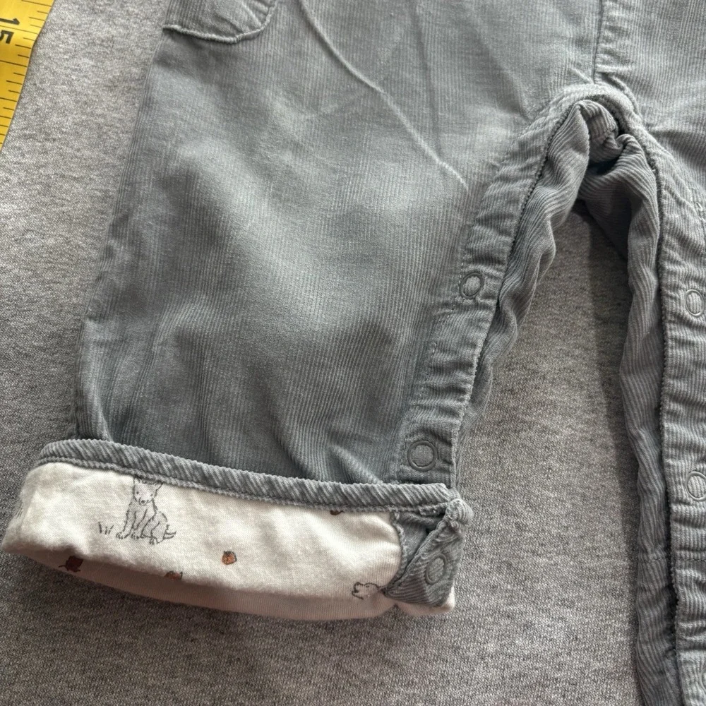 Janie & Jack Corduroy Autumn Warmth Wolf Cargo Overalls Luxurious 3-6M Excellent